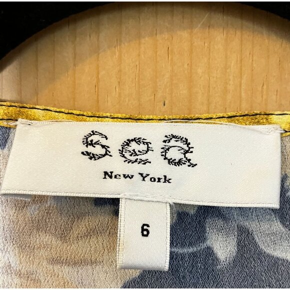 Sea New York Womens Ella Floral Print Full Wrap Midi Dress Size 6 Yellow SP EXC - Picture 3 of 11